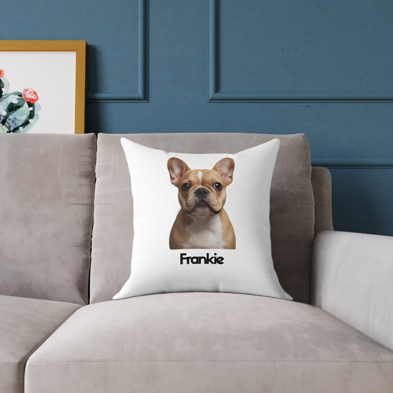 Personalized Frenchie Dog Face Pillow with Name