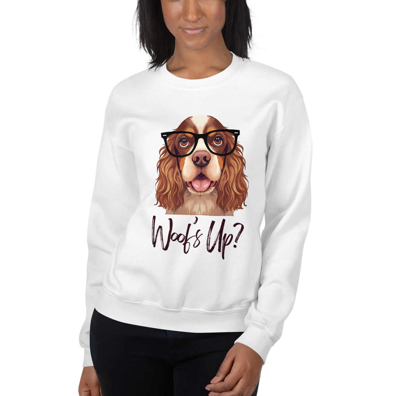 Personalized Sweatshirt with face of Cocker Spaniel Dog with Name